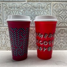 Starbucks Christmas Reusable Hot Coffee Tea (2) Cups 16 oz. - £12.89 GBP
