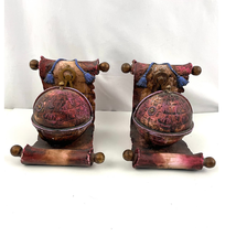 Set of 2 Resin Old World Globe Pirate Treasure Map Bookends - £14.32 GBP