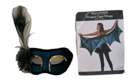 New Green Dragon masquerade mask and wings Costume - £20.62 GBP