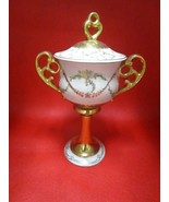 Arnart Japan footed covered dish bowl gold and flowers 8&quot; [30K] - $1,023.55 MXN