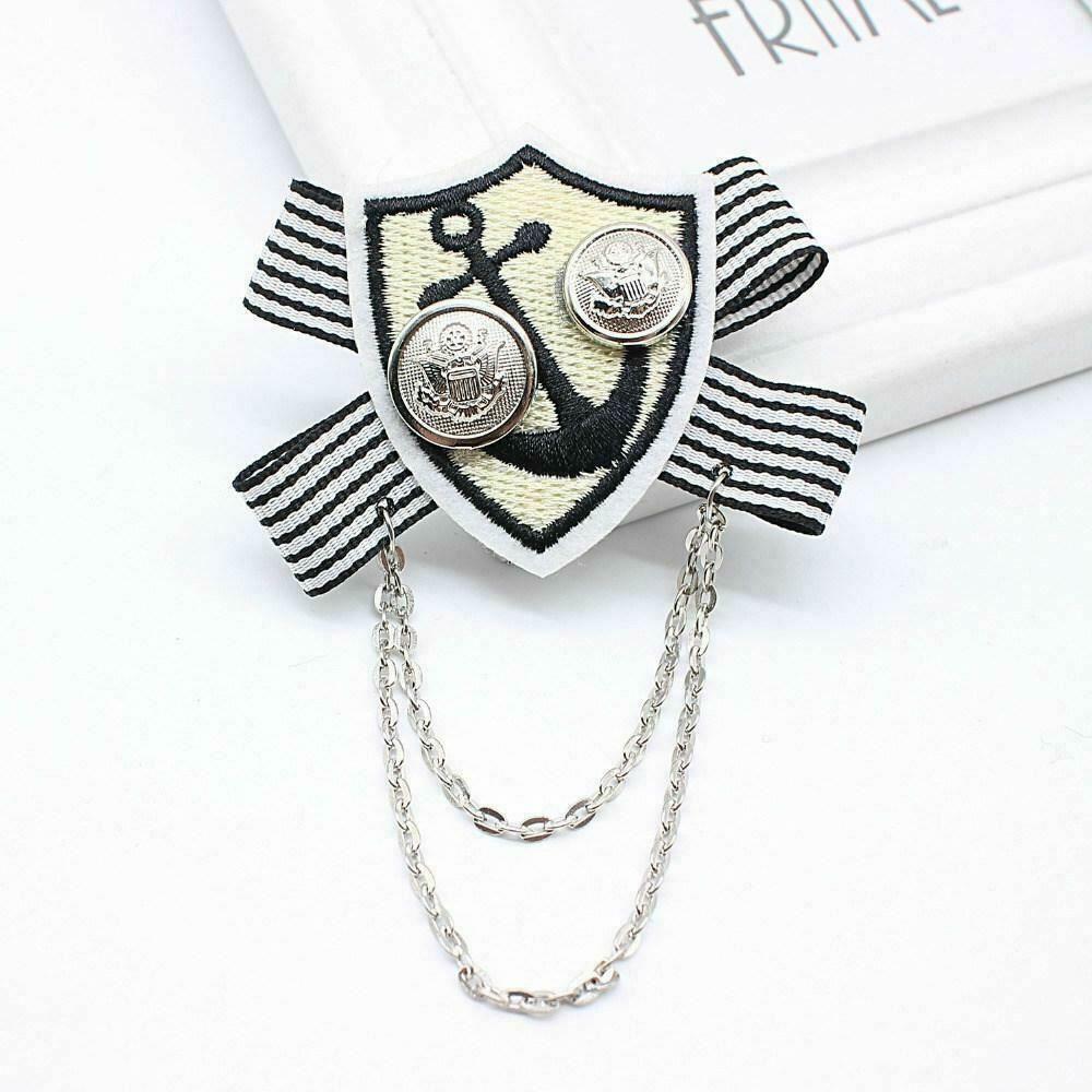 Primary image for Unisex NO3 Brooch Bowknot Plated Trendy British Navy Badge Collar Ribbon Pin