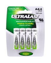 ULTRALAST ULN4AASL-1000 4 Rechargeable AA Batteries - NICAD 1.2 Volt, 10... - $28.62 CAD