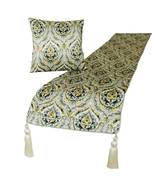Flamey Damask - Jacquard Grey &amp; Yellow Decorative Bed Runner and Pillow ... - £60.94 GBP+