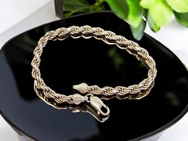 Vintage Italy 925 Sterling Silver 8&quot; 4.5mm Chunky Rope Braid Woven Link ... - £44.56 GBP