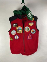 Pro Spirit L VTG 2000&#39;s Boy Scout Red/Black Fleece Vest 13 Patches + Nec... - £17.54 GBP