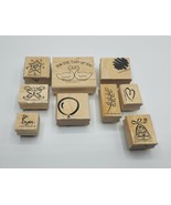 Stampin Up! Wood Mounted Rubber Stamps Lot Of 9 Very Good Condition Free... - $11.05