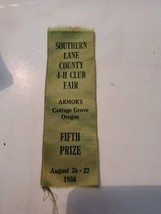 1930s Award Ribbon 1938 4H Club Fair Southern Lane County Oregon Cottage... - $11.69