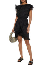 NWT Isabel Marant Marisa Pleated Organza-Trimmed Metallic Jacquard Mini Dress - £309.84 GBP