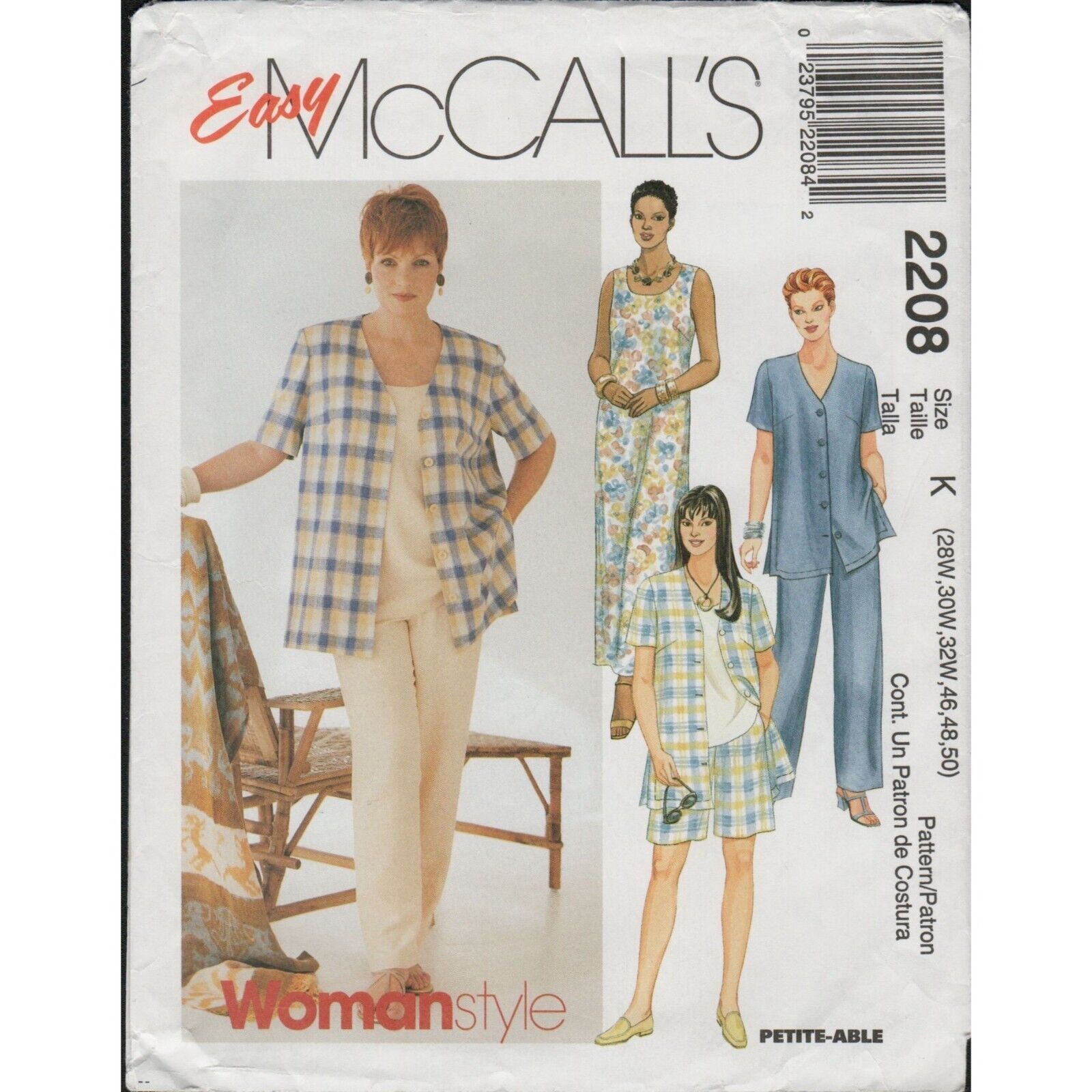 McCall's 2208 Shirt, Top. Dress, Pants, Shorts Pattern Plus Size 28W-32W Uncut - £9.96 GBP