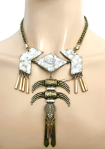 Afro Tribal Inspired Casual Everyday Boho Necklace Simulated White Natural Stone - $20.90