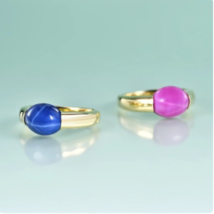8X10mm Oval Cut Lindy Lab Star Sapphire Birthstone Rings 925 Sterling Silver - £88.92 GBP