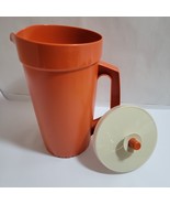 Vintage Tupperware 1970 Orange 2 Qt Pitcher Push Button 800- 12 Lid  141... - $541.62 MXN