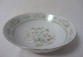 VINTAGE CHINA SERVING BOWL MARKED WITH H SWIRL PATTERN FLORAL SILVER TRIM - £7.58 GBP