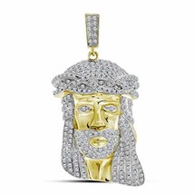 10kt Yellow Gold Mens Round Diamond Jesus Christ Face Charm Pendant 1-1/4 Cttw - £642.18 GBP