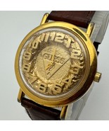 VTG Guess Quartz Watch Men Gold Tone High Dome Bubble Leather ~ For Part... - $39.09 CAD