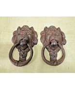2 Cast Iron Antique Style Rustic LION HEAD Door Knocker Victorian Front ... - $598.85 MXN