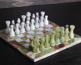 Marble Chess Set with Gift Case - White and Onyx Chess Set - 15 Inch Che... - $841.50