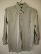 Izod Light Grey Silky Poplin Cotton Long Sleeve Oxford Dress Shirt 15.5 ... - £15.65 GBP