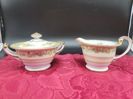 Vintage Noritake Tiara Covered Sugar Bowl &amp; Creamer Rose Pattern. Mint! - £31.27 GBP
