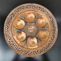 Old Vintage Pesach Passover Copper Tray Plate Judaica Jerusalem Holy Lan... - £52.03 GBP