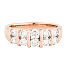 0.7CT Diamanti Finti 2-Row Matrimonio Anniversario Fedina 14K Oro Rosa Argento - £182.74 GBP