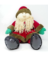 Slavic Style Santa Plush Soft Toy Red Suit Brown Trim Mop Beard Sitting 21&quot; - £10.47 GBP