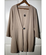 SOFT SURROUNDINGS 3/4 Sleeve One Button Long Cover Up Tunic Top Beige Sz... - £21.83 GBP
