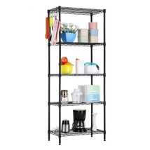 5 Tier Wire Shelving Rack Adjustable Shelf Rack Storage Unit Commercial Black - £56.60 GBP