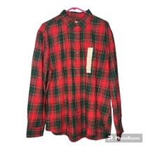 St. John&#39;s Bay Shirt Mens Large Flannel Holiday Tartan Plaid L/S Button ... - £20.47 GBP