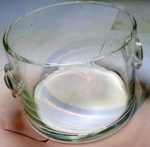 Small Crystal Ice Bucket 4” Tall,  4” W, Including Handles  round glass ... - $25.25
