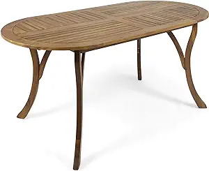 Christopher Knight Home Baia Outdoor 70&quot; Oval Acacia Wood Dining Table, ... - £210.09 GBP