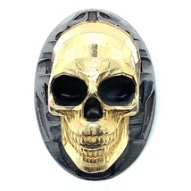Estate Signed 925 Abbachi Black and Gold Plated Rhodium Face Skull Men&#39;s Ring 10 - £118.70 GBP