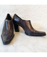 Antonio Melani Brown Embossed Leather Western Ankle Booties Women’s 6 Sq... - $704.41 MXN