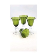 Artland Iris Forest Green Hand Blown Glass Wine Water Goblets Set Of 4 - $1,117.73 MXN