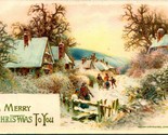 Vtg Unp Cartolina 1910 John Winsch Un Merry Christmas A You -embellished... - $40.85