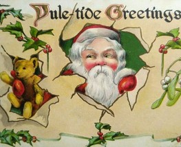 Santa Claus Brown Bear Christmas Postcard H I Robbins 981 Embossed Antique 1901 - £18.08 GBP