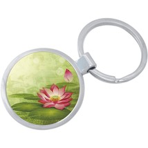 Pink Lotus Flower Keychain - Includes 1.25 Inch Loop for Keys or Backpack - £8.60 GBP
