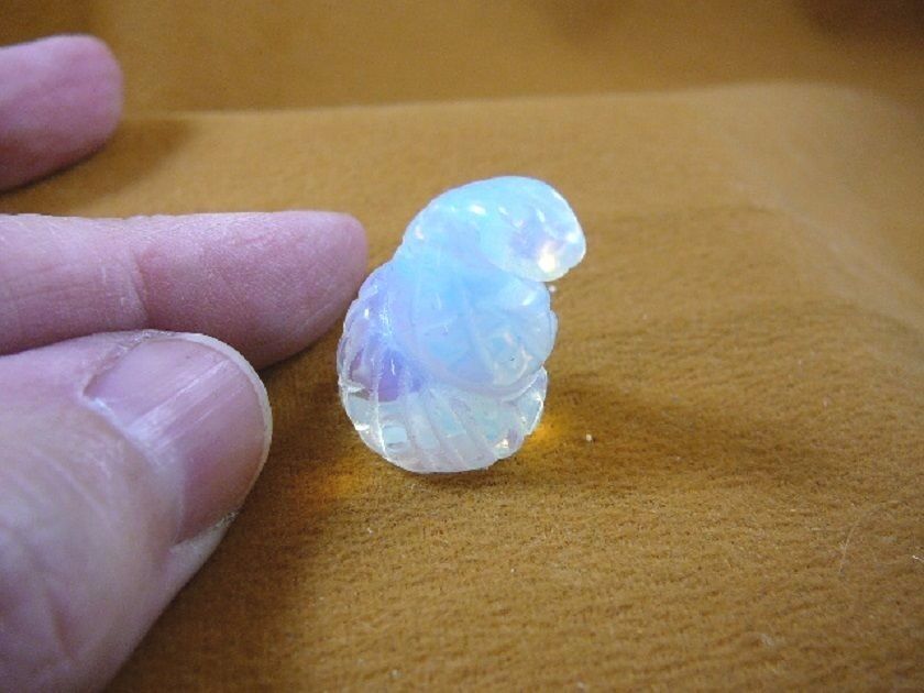 (Y-SNAK-512) White Opalite COBRA Snake Coiled gemstone carving SERPENT s... - $8.59