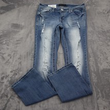 Twentyone Black by RU21 Pants Womens 12 Blue Denim Slimboot Distressed Jeans - £23.29 GBP