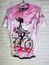 Weimostar Quick Dry Cycling Jersey Top Floral Full Zip Pockets Pink Womens L - £23.66 GBP