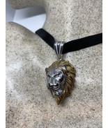Vintage Leo Lion Ras Du Cou Acier Inoxydable Collier - £34.88 GBP