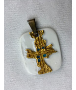 VTG ANTON MICHELSEN DENMARK ROYAL COPENHAGEN STERLING &amp; PORCELAIN CROSS ... - $3,750.59 MXN