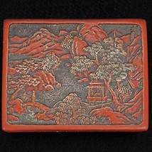 Chinese Republic Cinnabar Lacquer Box with Landscape - $96.75