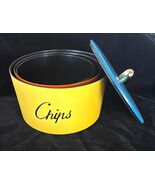 Set of 3 MCM Nesting Snack Bowls Chips Pretzels Nuts w Lid Multicolor Bowls - $16.82