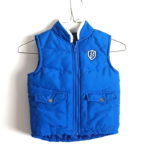 Childrens Boys Blue Puffy Vests 4T Zipper Front Snap Pockets - $15.57