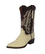 Mens Off White Cowboy Boots Leather Ostrich Quill Pattern Western Wear J... - €103,32 EUR