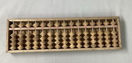 Vintage wooden abacus dovetail case 15 rows Chinese characters written o... - $12.16