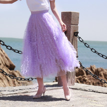 Lilac Purple Tulle Midi Skirt Outfit Women Custom Plus Size Fluffy Tulle Skirt image 3