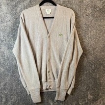 Vintage Izod Sweater Mens Extra Large Grey Cardigan Grandpa USA Made Acr... - $32.30
