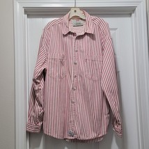 VTG Levi&#39;s Red White Pinstripe Denim Metal Buttons Longsleeve Shirt Mens... - £87.65 GBP